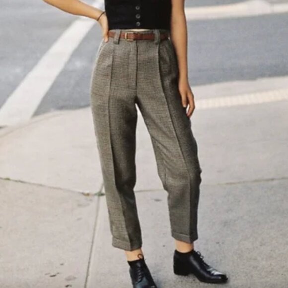 Caves Collect Wool Trousers – Black & Cream Mini Houndstooth (AU 8 / US 4–6) - Picture 2 of 9